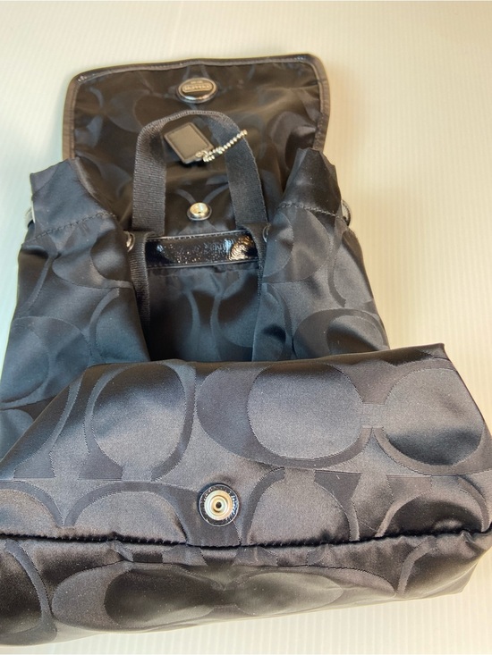 Coach Black Tonal Signature Nylon Backpack Drawstring Flap Bag F77350 main image 7